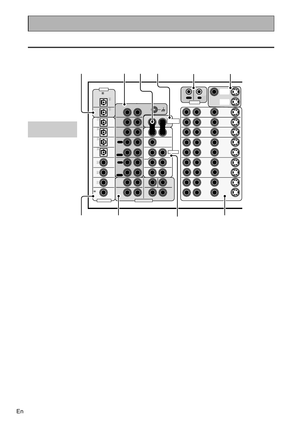 Back panel, U-shaped connectors, Displays & controls | 1 digital out terminals (see p.24), 2 digital in terminals (see p.24), 3 multi ch input terminals (see page 23), 5 power amp in terminals, 6 u-shaped connectors 7 pre out analog terminals, 8 video components in/out terminals | Pioneer VSA-AX10 User Manual | Page 32 / 104