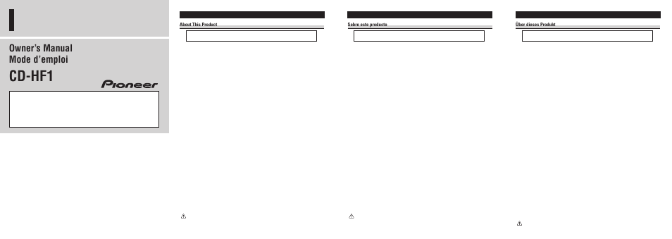 Pioneer CD-HF1 User Manual | 8 pages