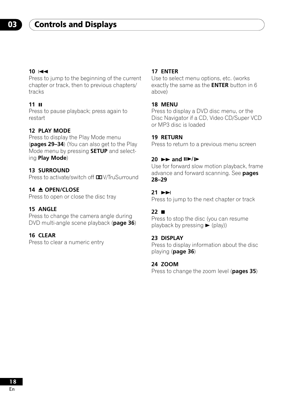 Controls and displays 03 | Pioneer DV-400-S User Manual | Page 18 / 60