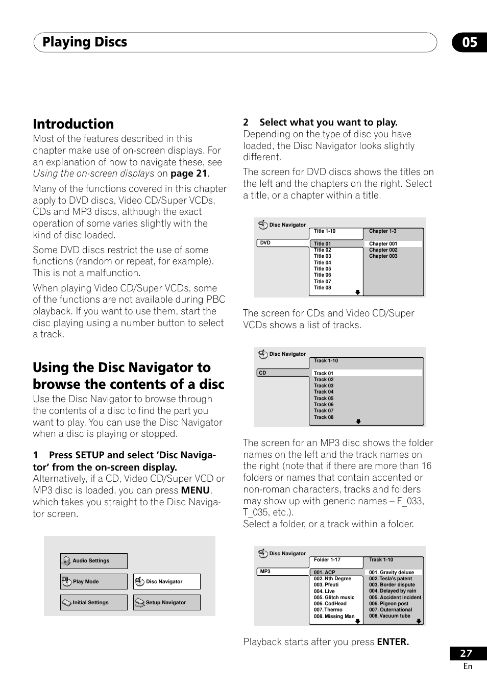 Playing discs 05, Introduction | Pioneer DV-400-S User Manual | Page 27 / 60