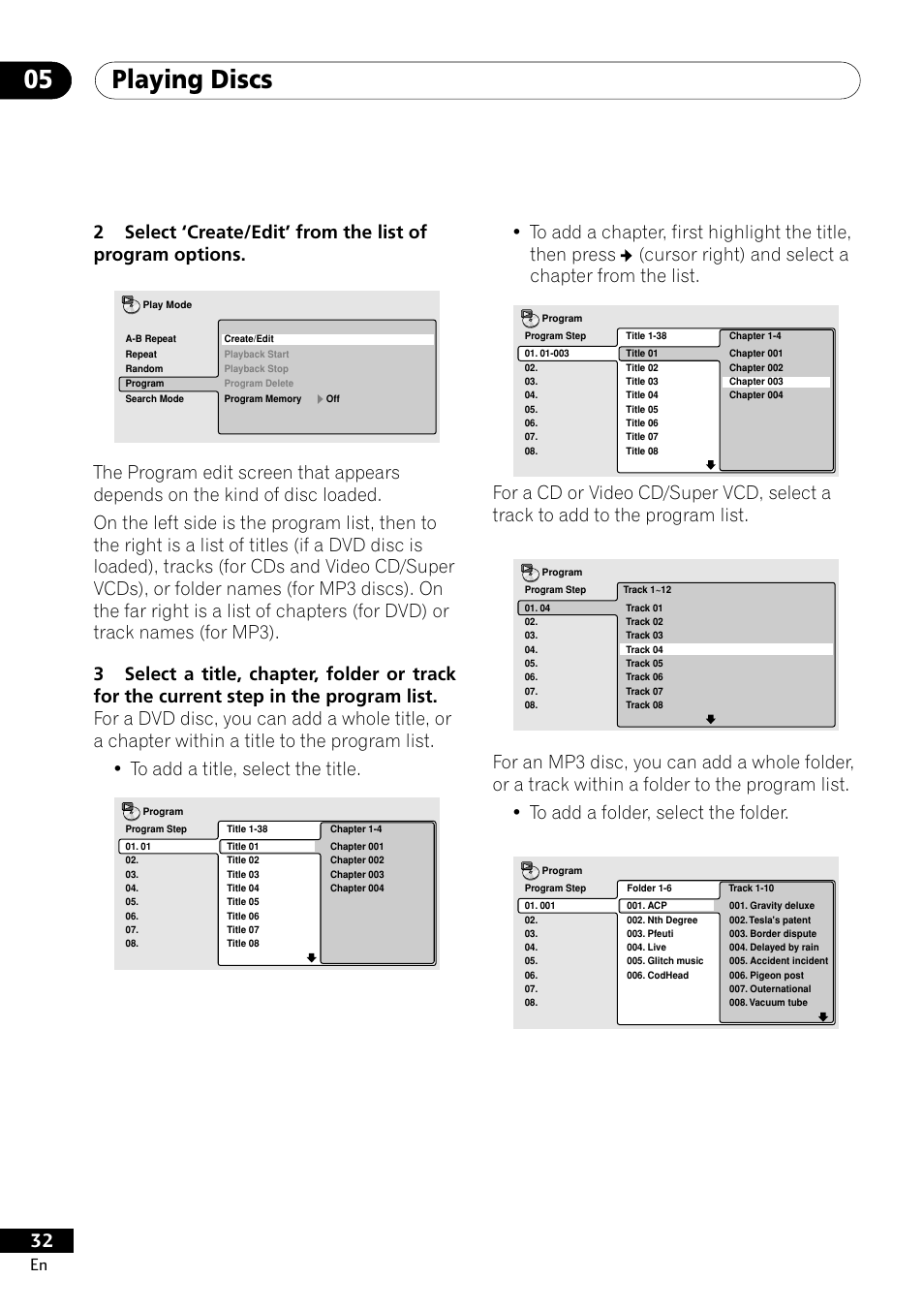 Playing discs 05 | Pioneer DV-400-S User Manual | Page 32 / 60