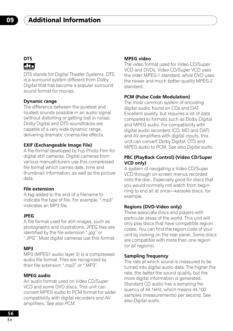 Additional information 09 | Pioneer DV-400-S User Manual | Page 56 / 60