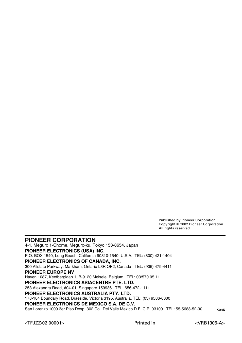 Pioneer corporation | Pioneer DV-400-S User Manual | Page 60 / 60