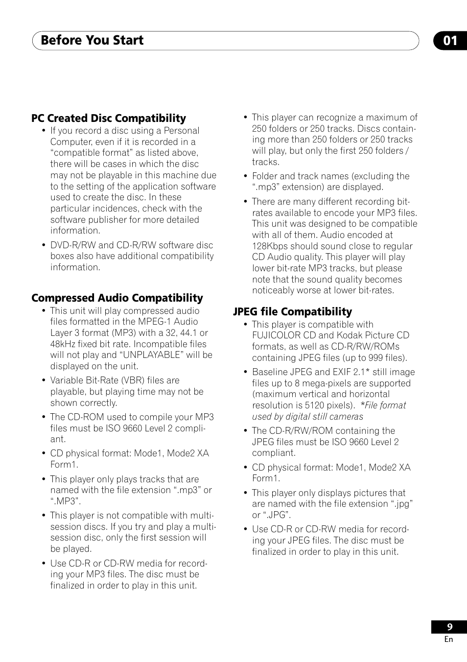 Before you start 01 | Pioneer DV-400-S User Manual | Page 9 / 60