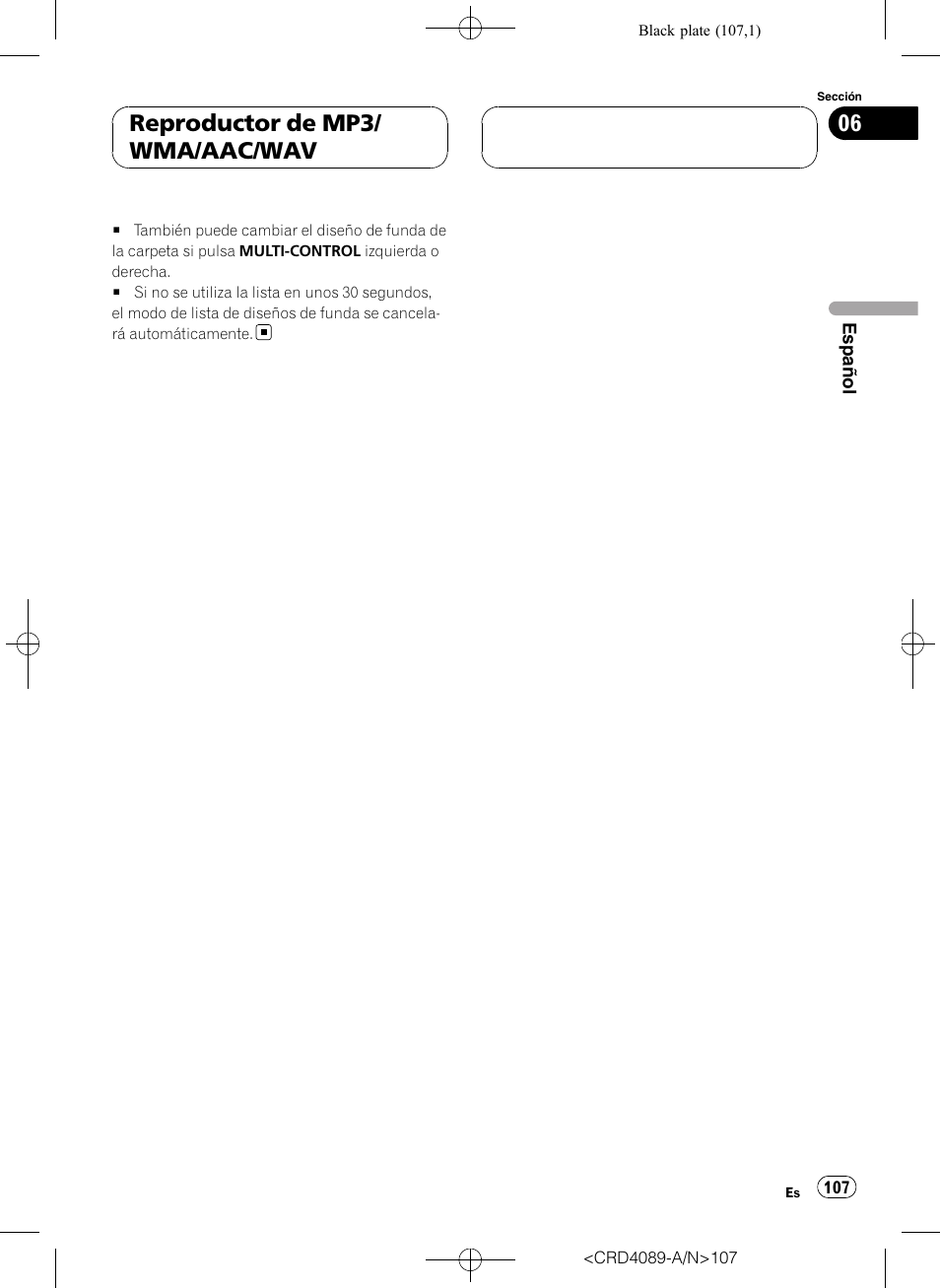 Reproductor de mp3/ wma/aac/wav | Pioneer SUPER TUNER III D DEH-P8850MP User Manual | Page 107 / 164