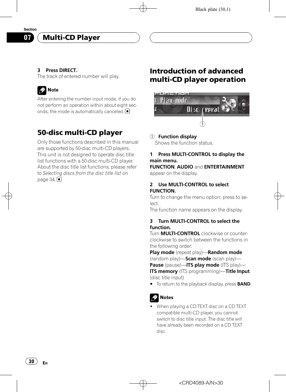 Disc multi-cd player, Introduction of advanced multi-cd player, Operation | Introduction of advanced multi-cd player operation, Multi-cd player | Pioneer SUPER TUNER III D DEH-P8850MP User Manual | Page 30 / 164