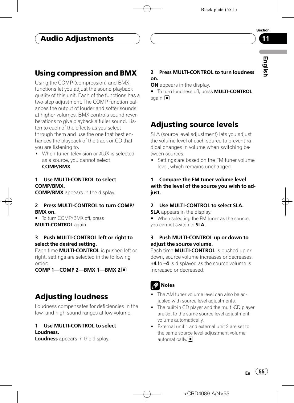 Using compression and bmx, Adjusting loudness, Adjusting source levels | Audio adjustments | Pioneer SUPER TUNER III D DEH-P8850MP User Manual | Page 55 / 164