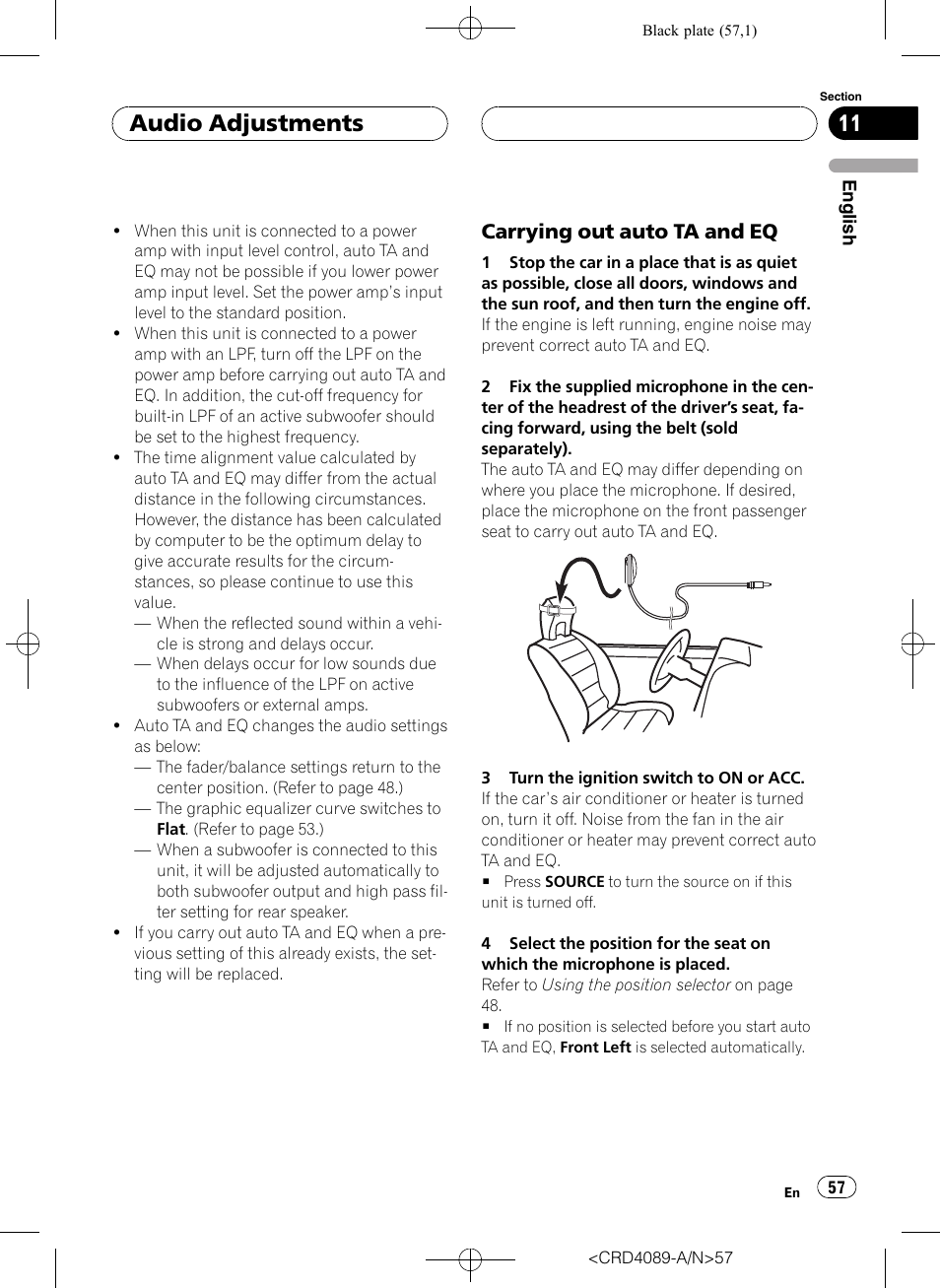 Carrying out auto ta and eq 57, Audio adjustments, Carrying out auto ta and eq | Pioneer SUPER TUNER III D DEH-P8850MP User Manual | Page 57 / 164