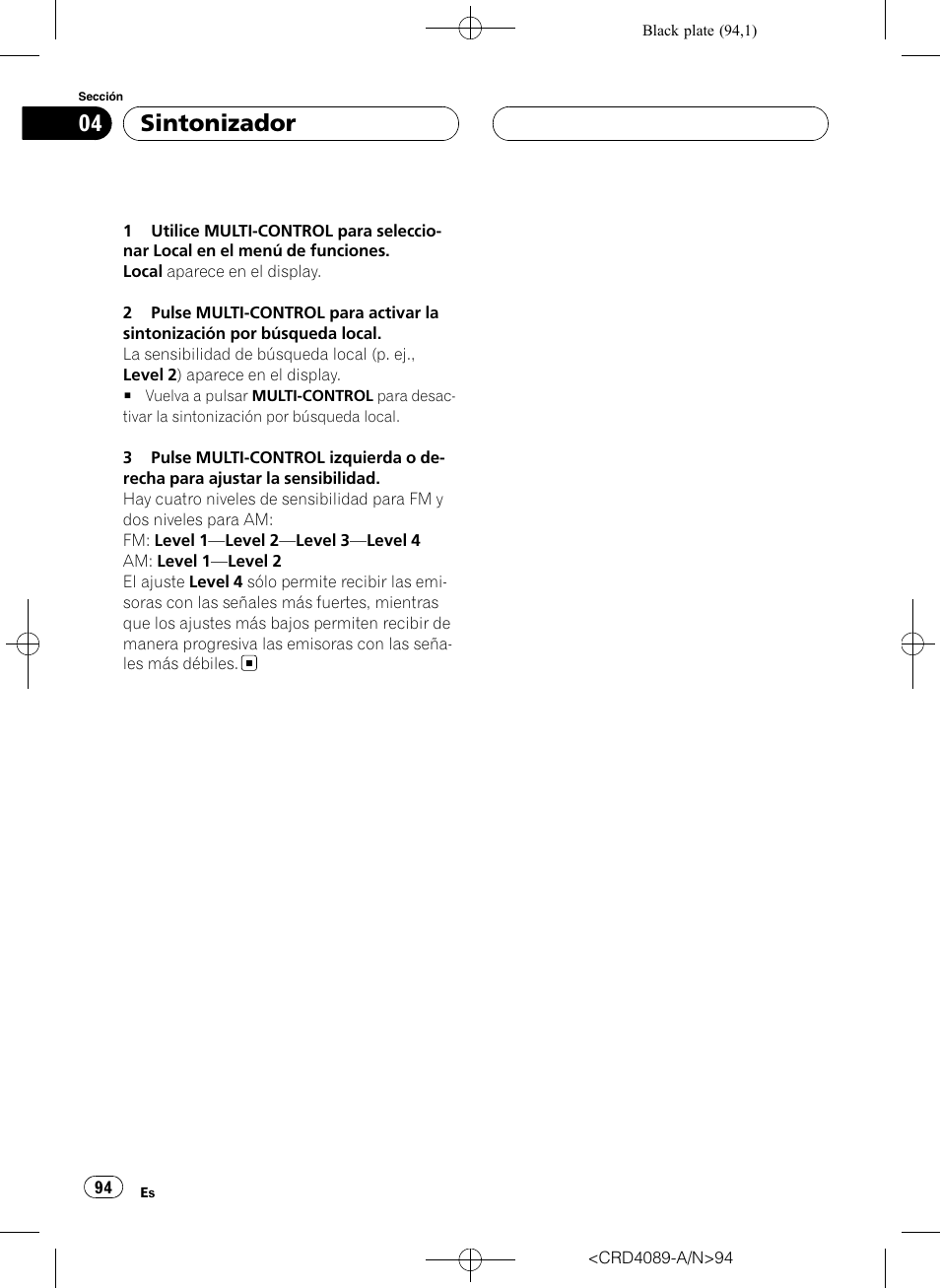 Sintonizador | Pioneer SUPER TUNER III D DEH-P8850MP User Manual | Page 94 / 164
