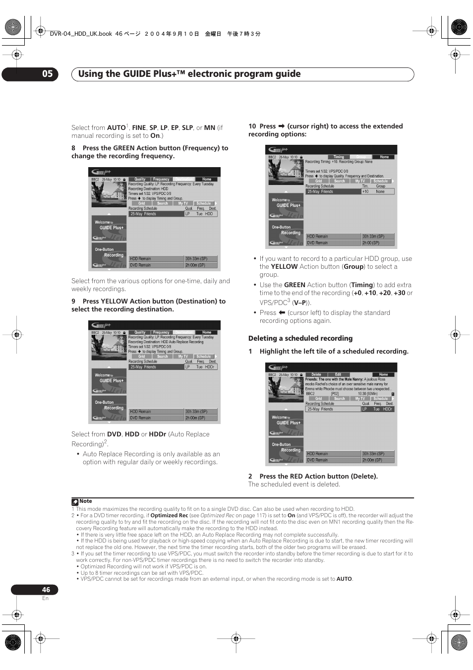 Using the guide plus+™ electronic program guide 05 | Pioneer OPERATING INSTRUCTIONS DVR-920H User Manual | Page 46 / 140