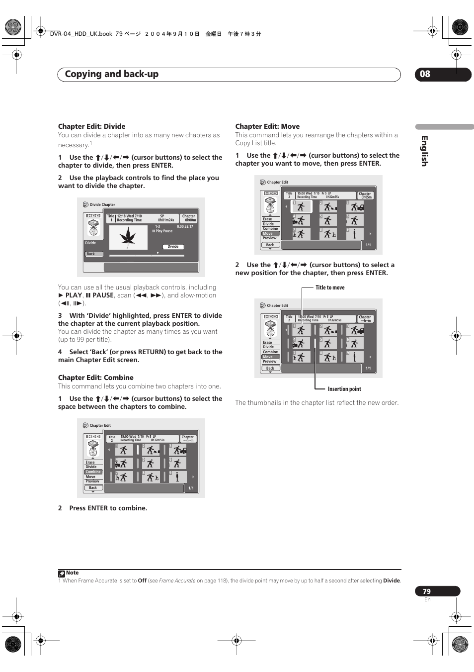 Copying and back-up 08, English | Pioneer OPERATING INSTRUCTIONS DVR-920H User Manual | Page 79 / 140