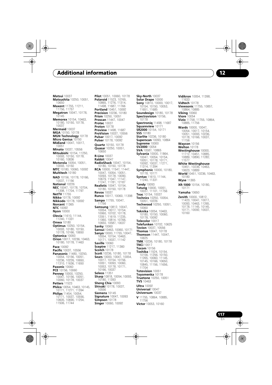 Additional information 12 | Pioneer VSX-919AH-K User Manual | Page 117 / 128