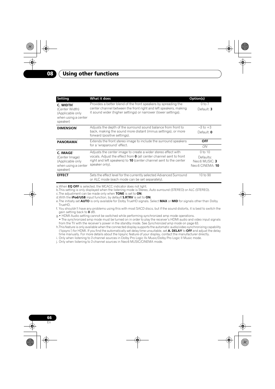 Using other functions 08 | Pioneer VSX-919AH-K User Manual | Page 66 / 128