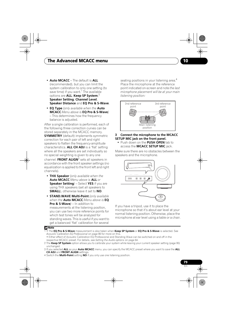 The advanced mcacc menu 10, The available options are all , keep sp system | Pioneer VSX-919AH-K User Manual | Page 79 / 128