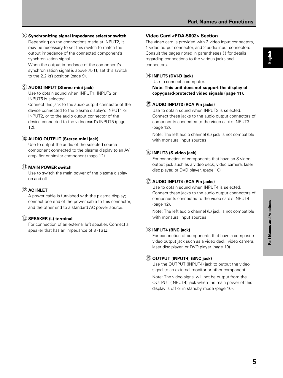 Pioneer Video Card PDA-5002 User Manual | Page 5 / 33