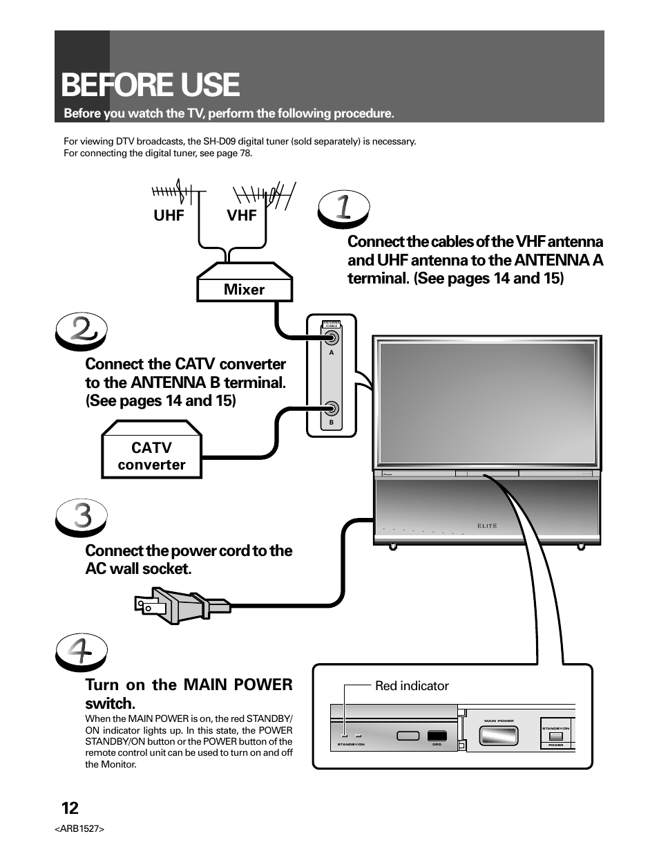 Before use, Mixer uhf vhf catv converter | Pioneer Elite PRO 510HD User Manual | Page 12 / 92