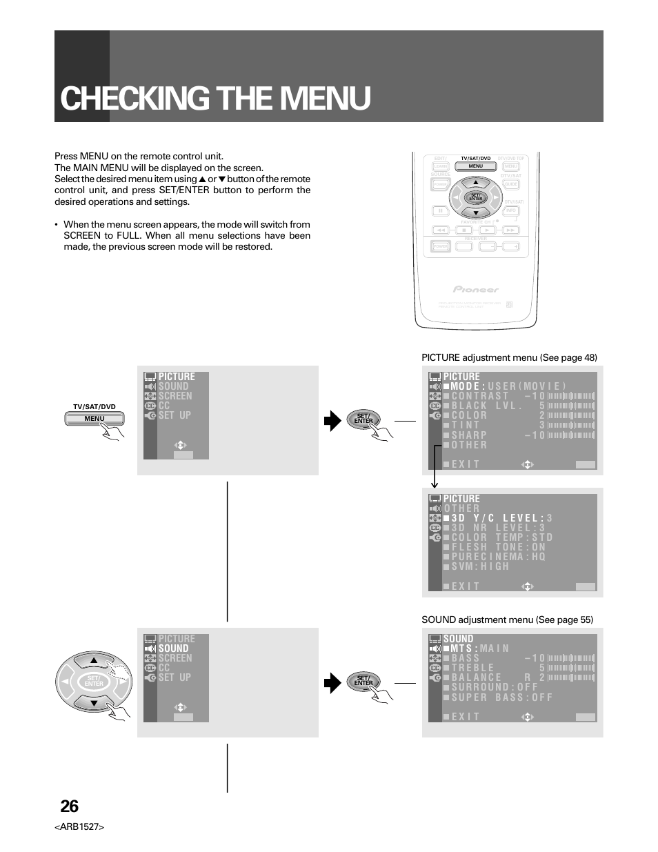 Checking the menu | Pioneer Elite PRO 510HD User Manual | Page 26 / 92