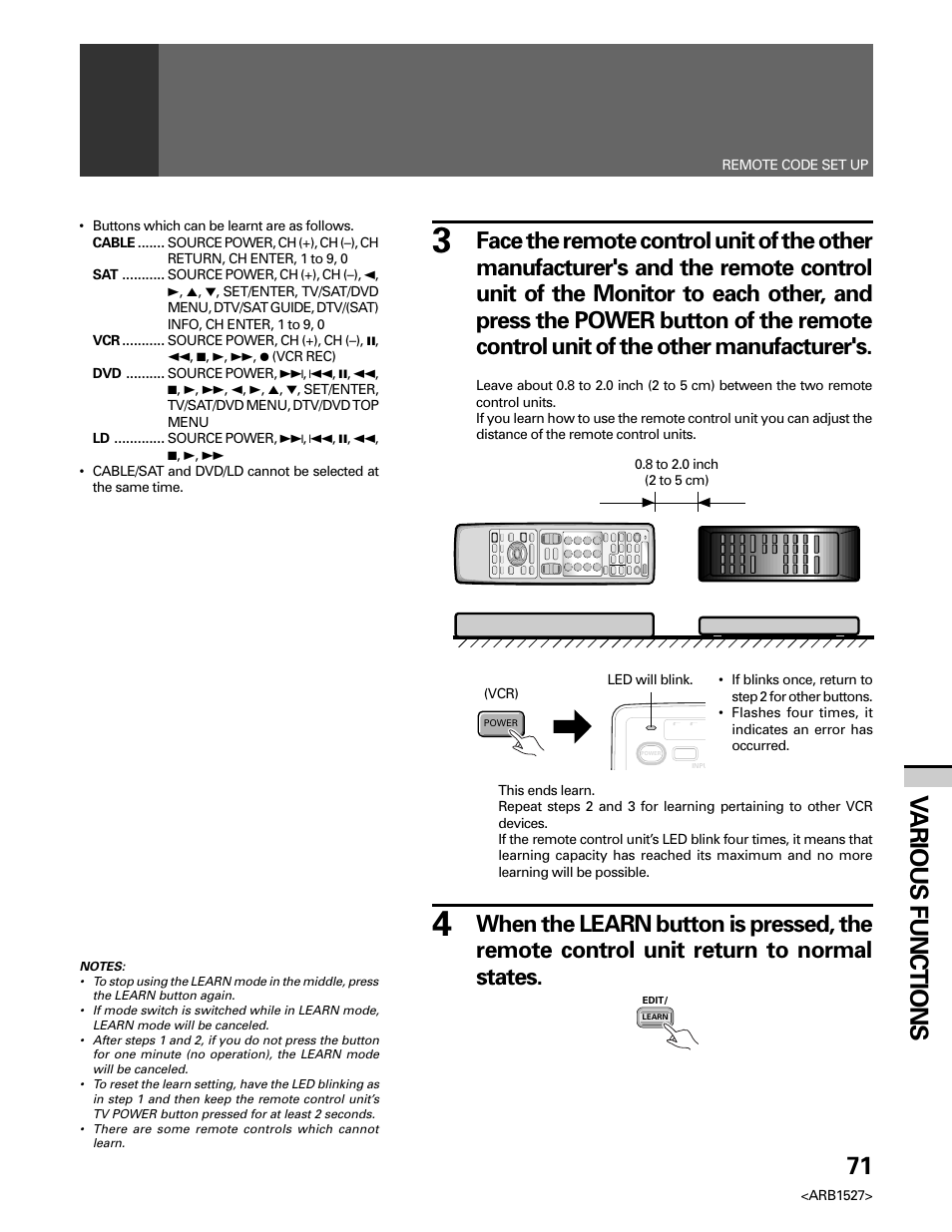 71 v arious functions | Pioneer Elite PRO 510HD User Manual | Page 71 / 92