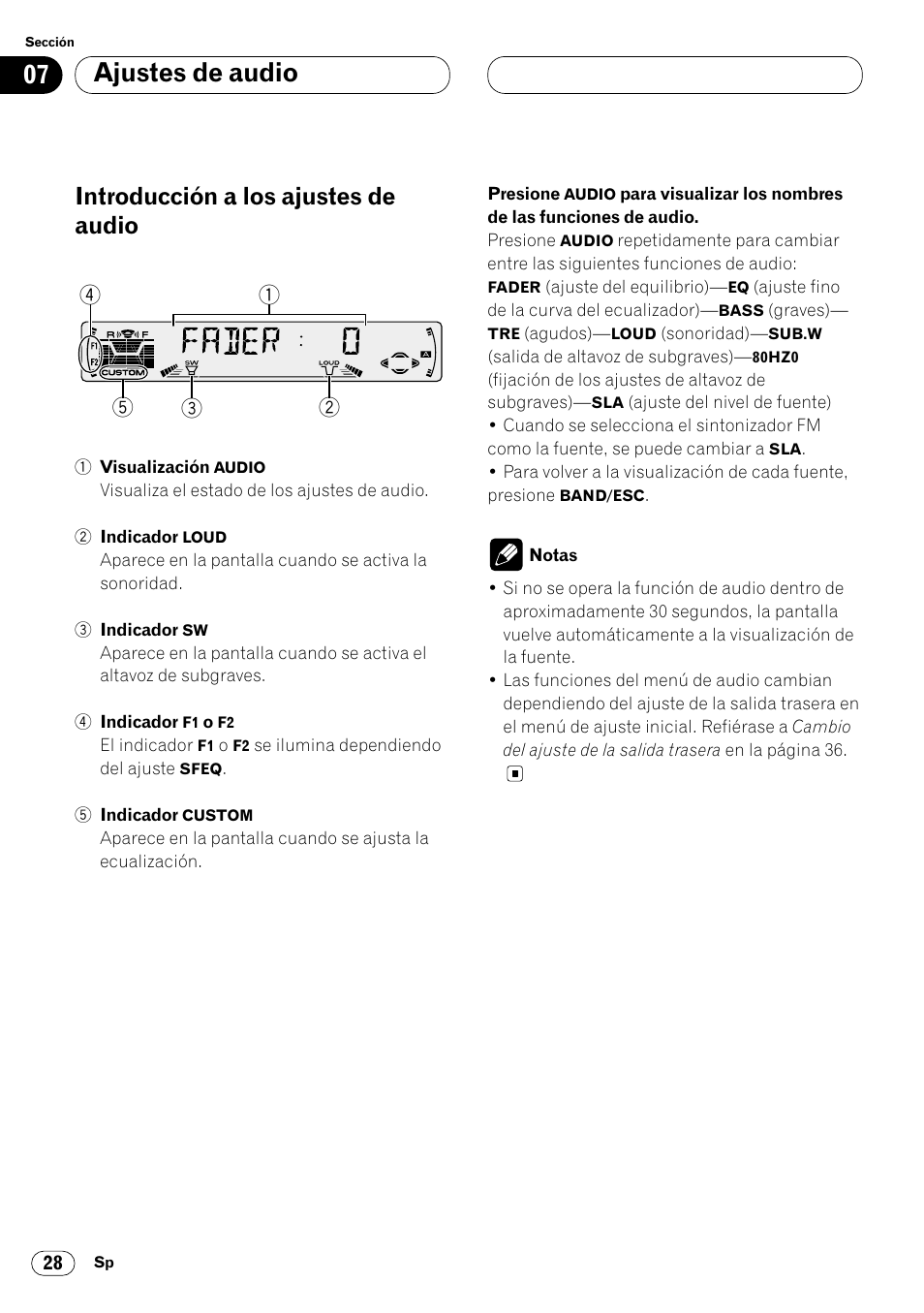 Ajustes de audio, Introducción a los ajustes de audio | Pioneer KEH-P6020RB User Manual | Page 66 / 116