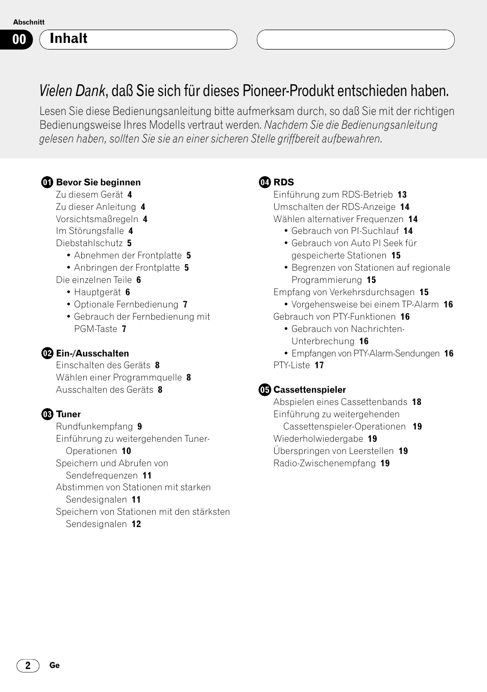 Inhalt | Pioneer KEH-P6020RB User Manual | Page 78 / 116
