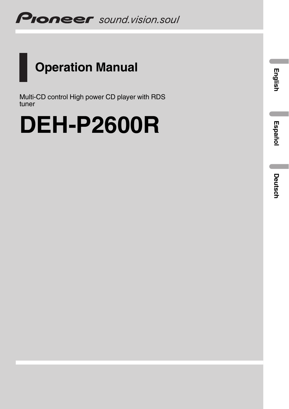 Pioneer DEH-P2600R User Manual | 105 pages