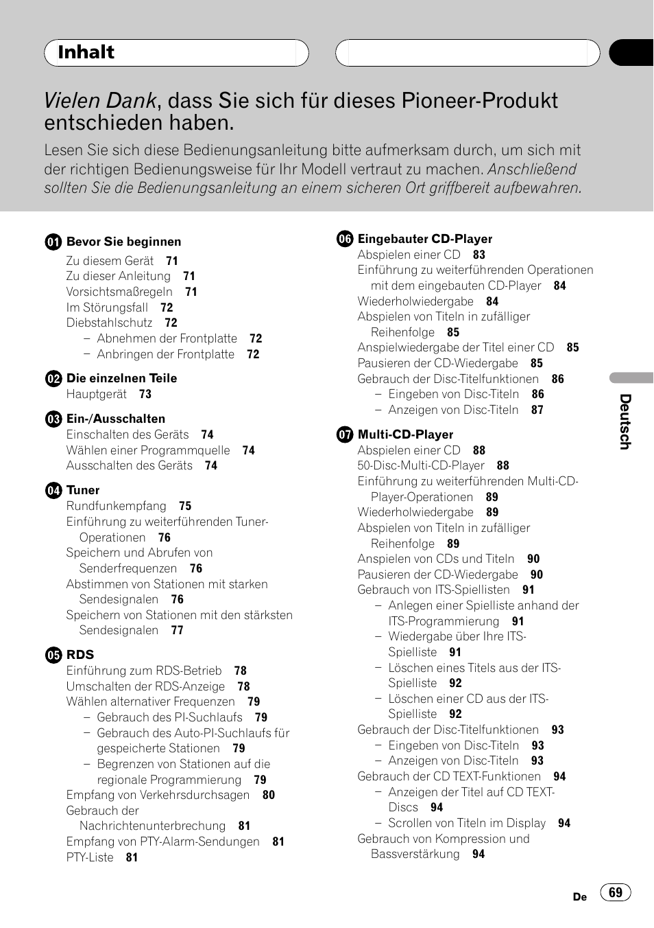 Pioneer DEH-P2600R User Manual | Page 69 / 105