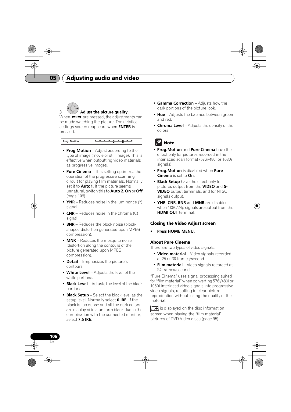 Adjusting audio and video 05 | Pioneer SX-LX03 User Manual | Page 106 / 132