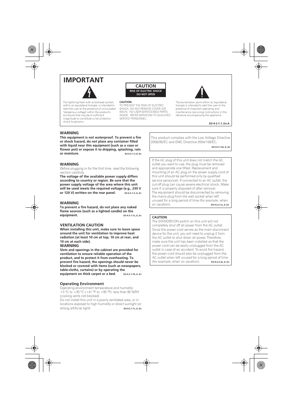 Important, Caution | Pioneer SX-LX03 User Manual | Page 2 / 132