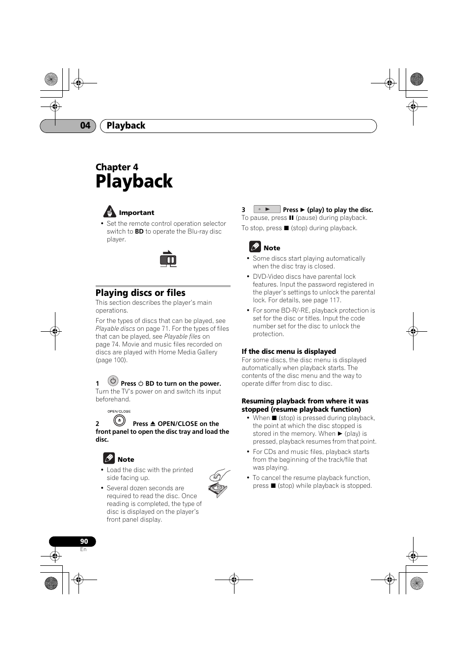 Playing discs or files, Playback, Playback 04 | Chapter 4 | Pioneer SX-LX03 User Manual | Page 90 / 132