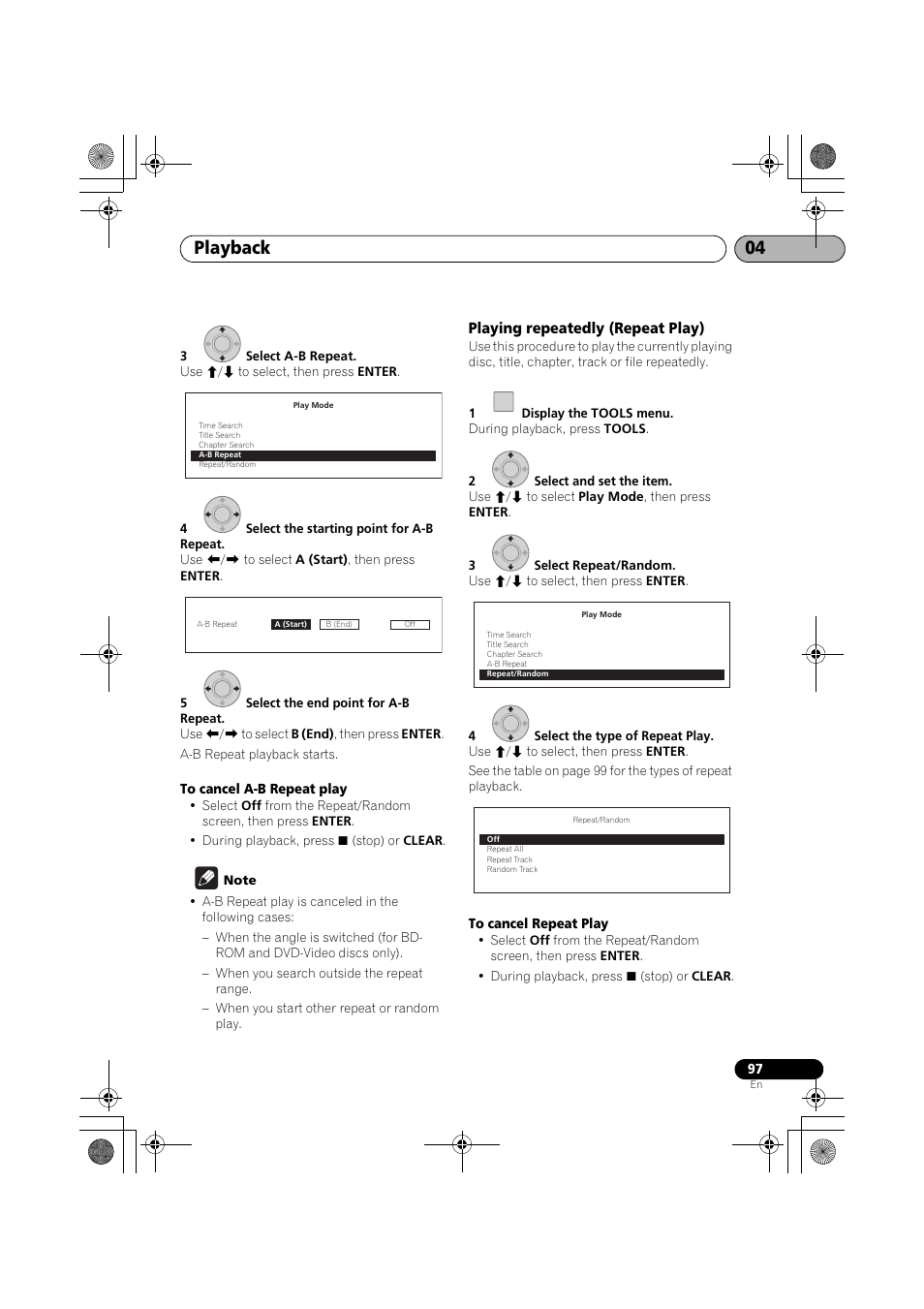 Playing repeatedly (repeat play), Playback 04 | Pioneer SX-LX03 User Manual | Page 97 / 132