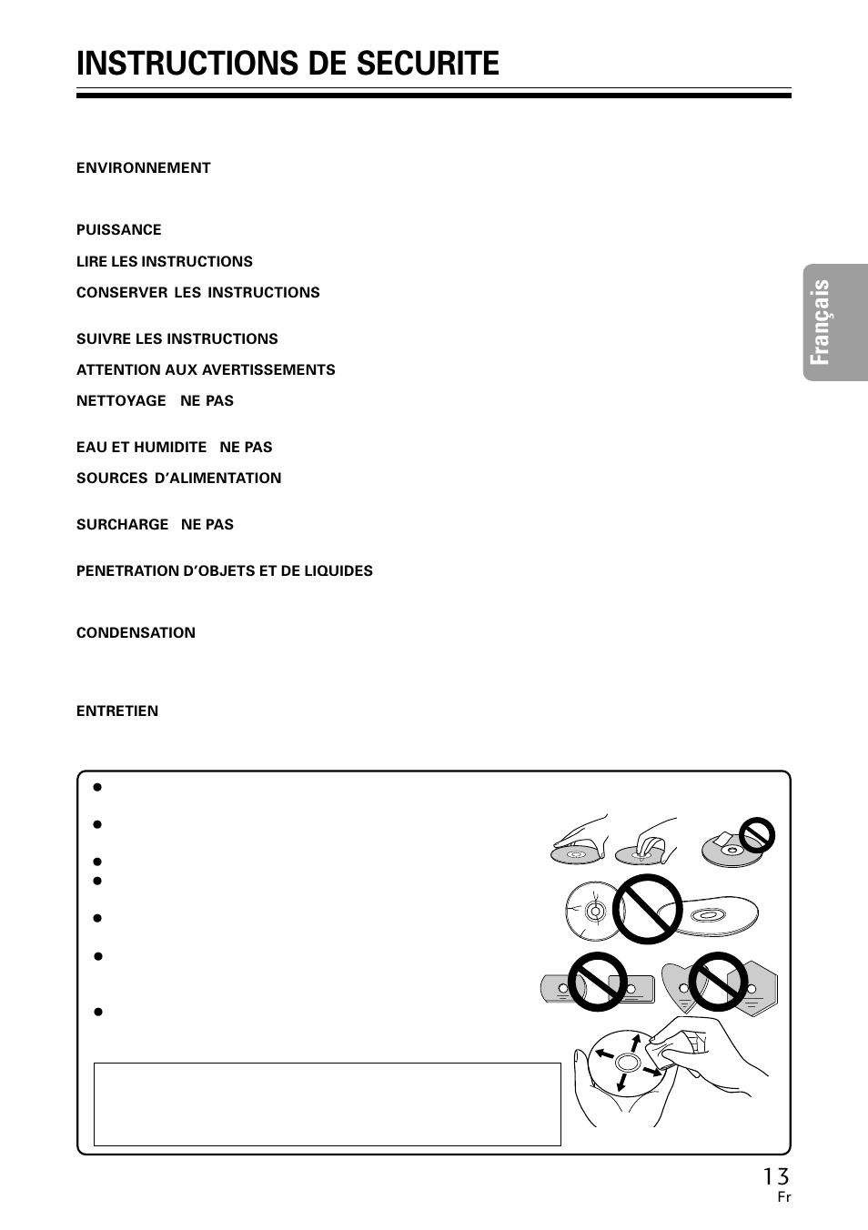 Instructions de securite, Français | Pioneer DVR-A06U User Manual | Page 13 / 60