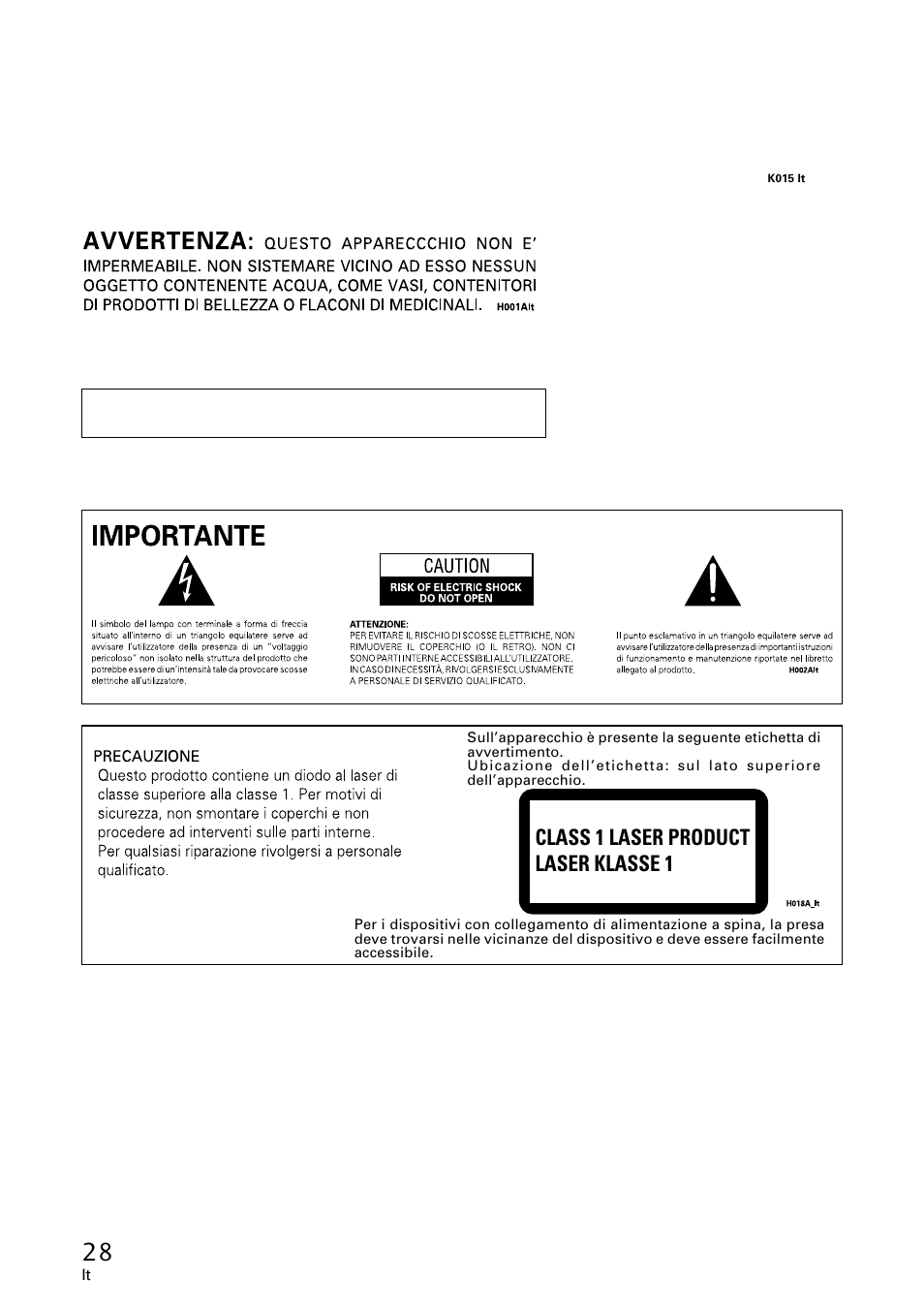 Class 1 laser product laser klasse 1 | Pioneer DVR-A06U User Manual | Page 28 / 60