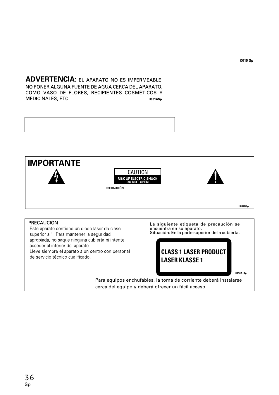 Class 1 laser product laser klasse 1 | Pioneer DVR-A06U User Manual | Page 36 / 60