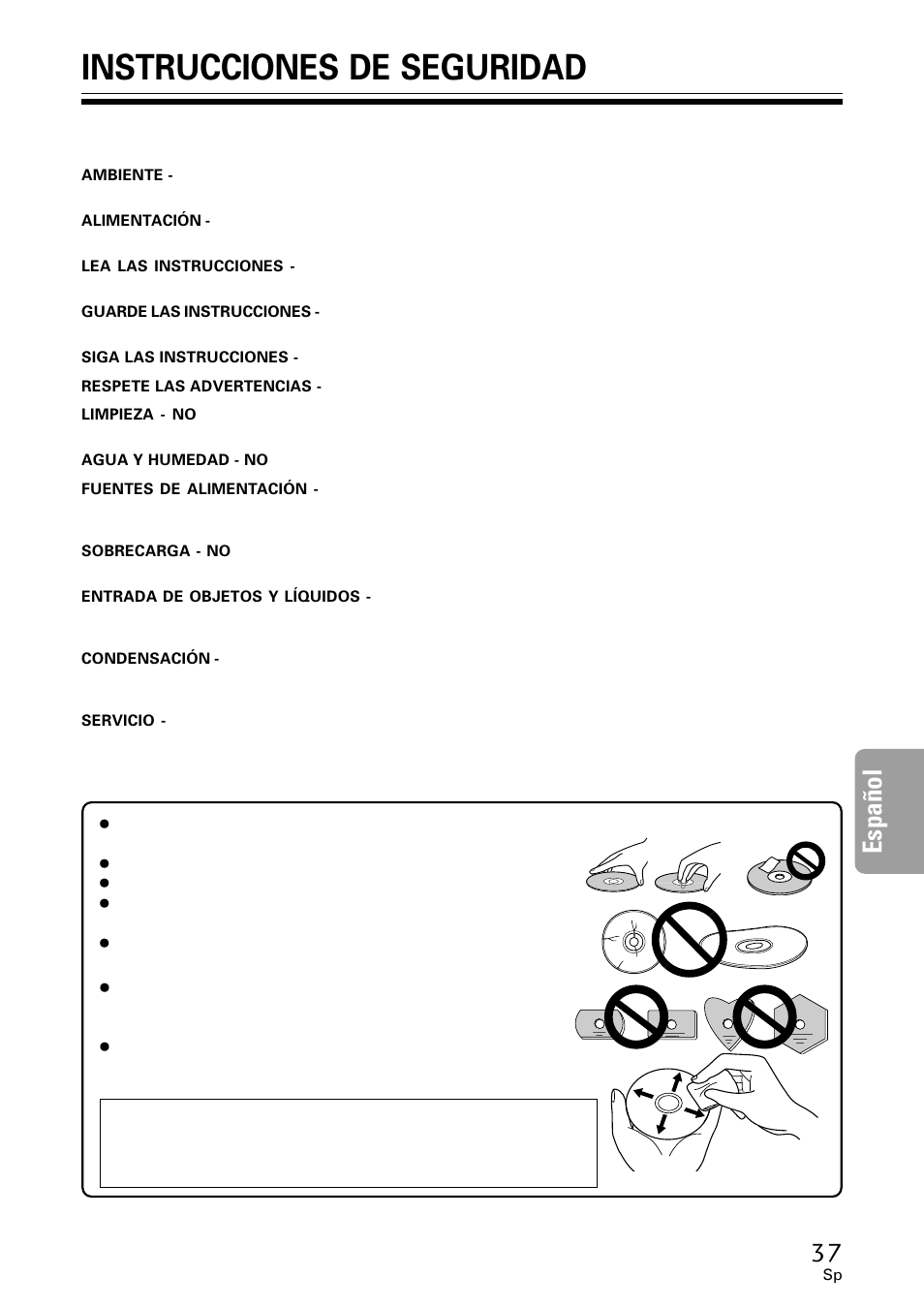 Instrucciones de seguridad, Español | Pioneer DVR-A06U User Manual | Page 37 / 60