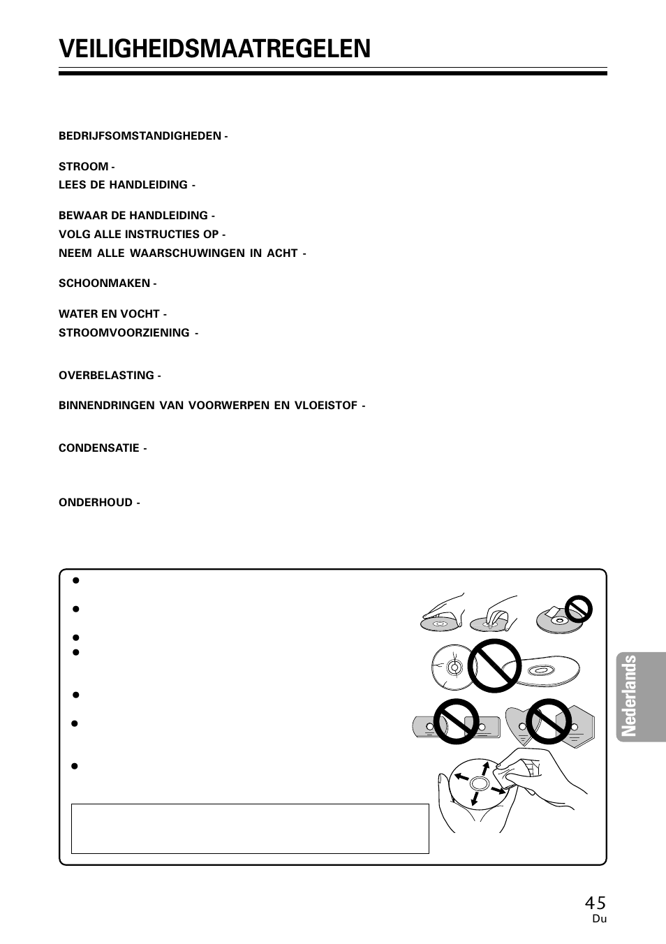 Veiligheidsmaatregelen, Nederlands | Pioneer DVR-A06U User Manual | Page 45 / 60