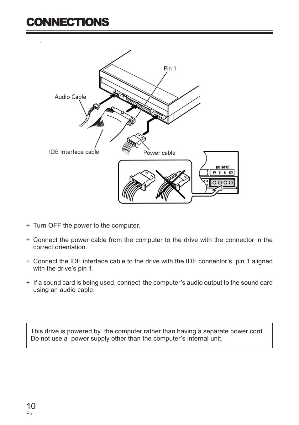 Connections | Pioneer DVD / CD WRITER User Manual | Page 10 / 28