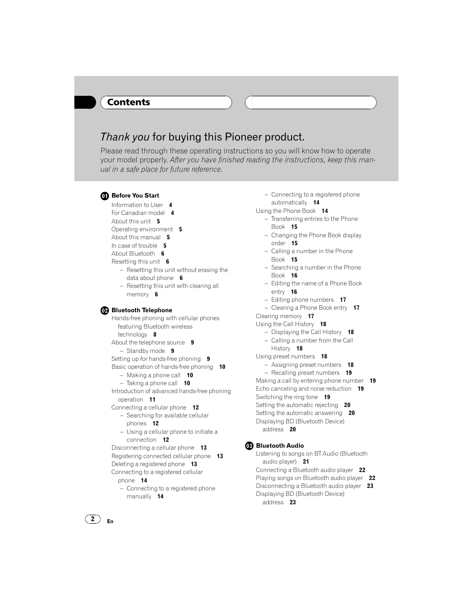 Pioneer CD-BTB100 User Manual | Page 2 / 44