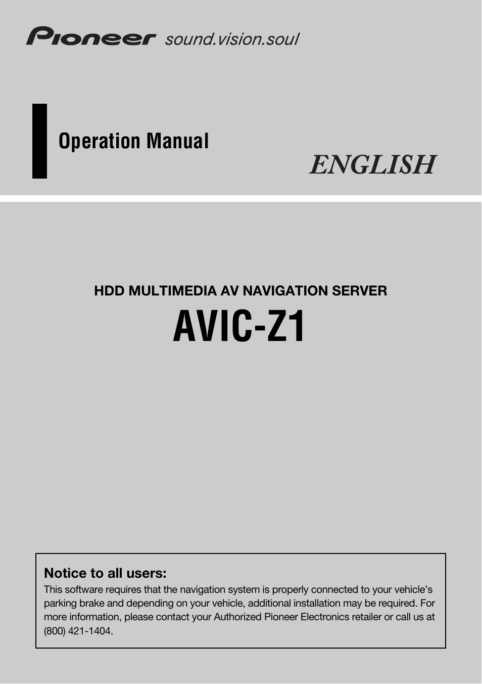 Pioneer AVIC-Z1 User Manual | 207 pages