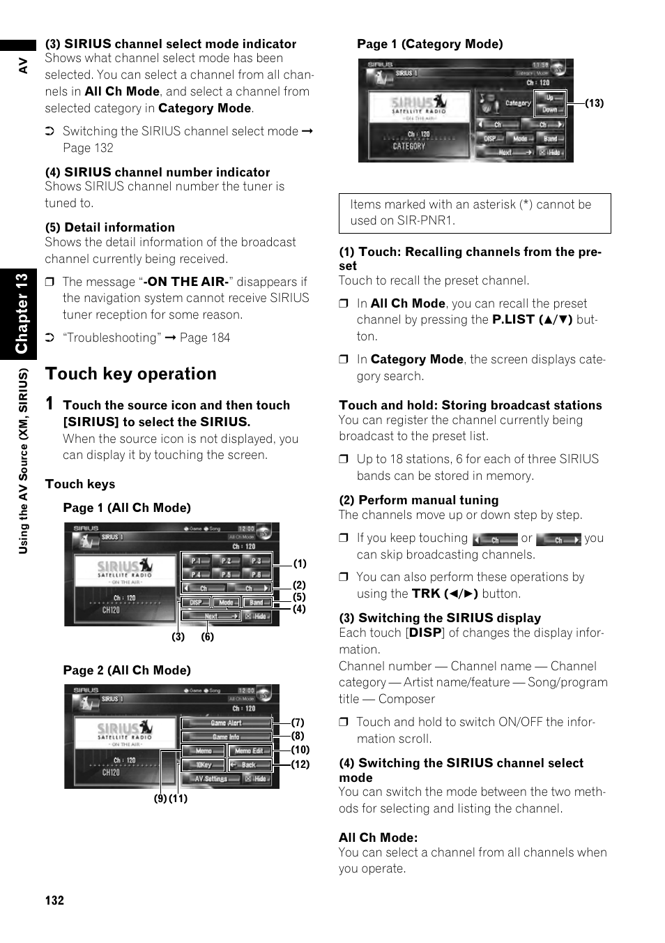Touch key operation 132, Touch key operation, Ch ap te r1 3 | Pioneer AVIC-Z1 User Manual | Page 134 / 207