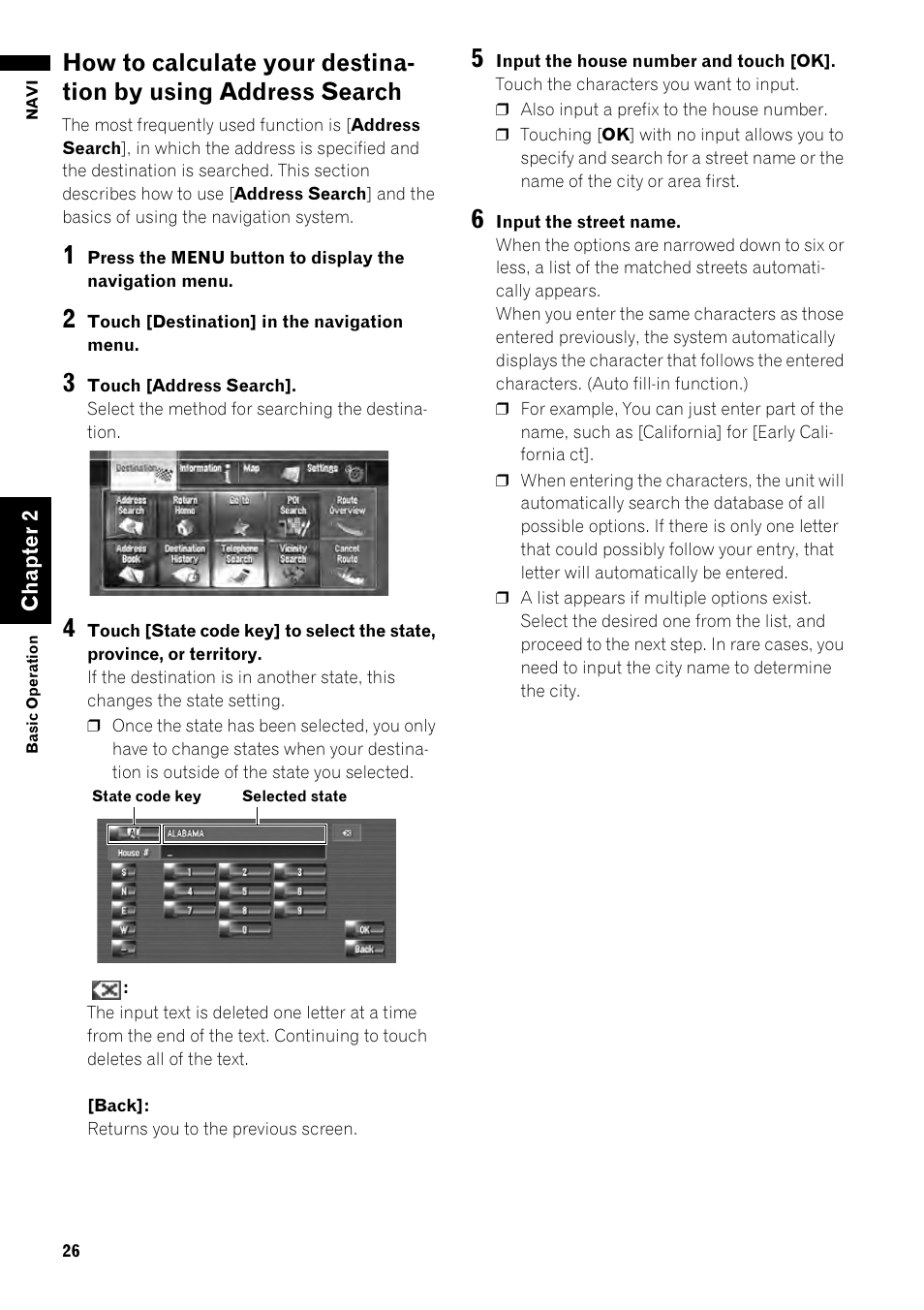 How to calculate your destination by using ad, Dress search 26 | Pioneer AVIC-Z1 User Manual | Page 28 / 207