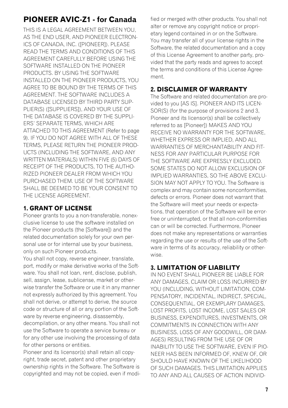 Pioneer avic-z1 - for canada | Pioneer AVIC-Z1 User Manual | Page 9 / 207