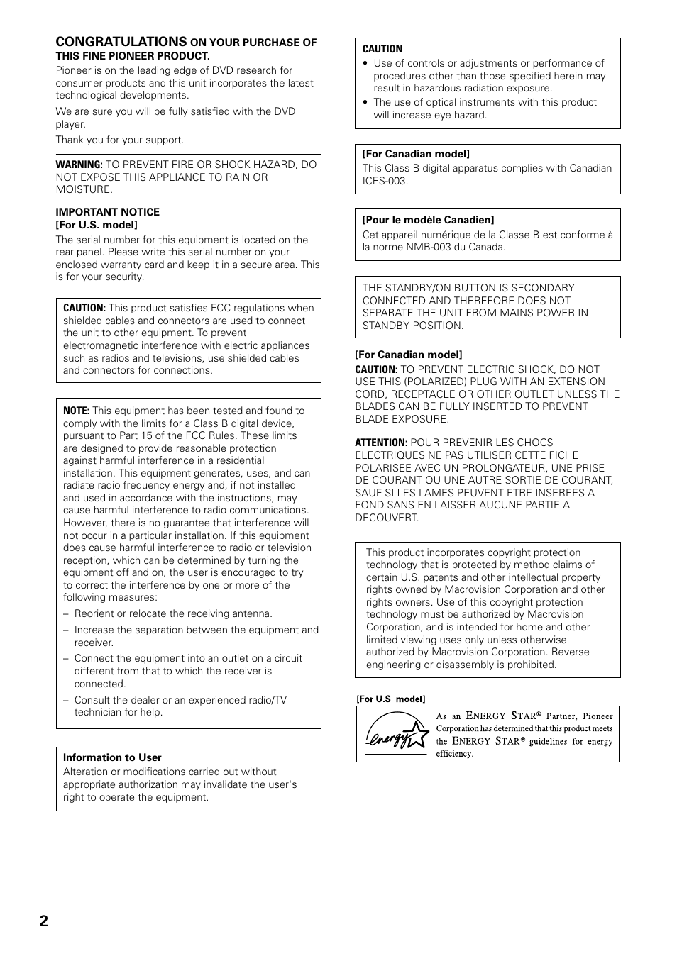 Pioneer DV-C603 User Manual | Page 2 / 64