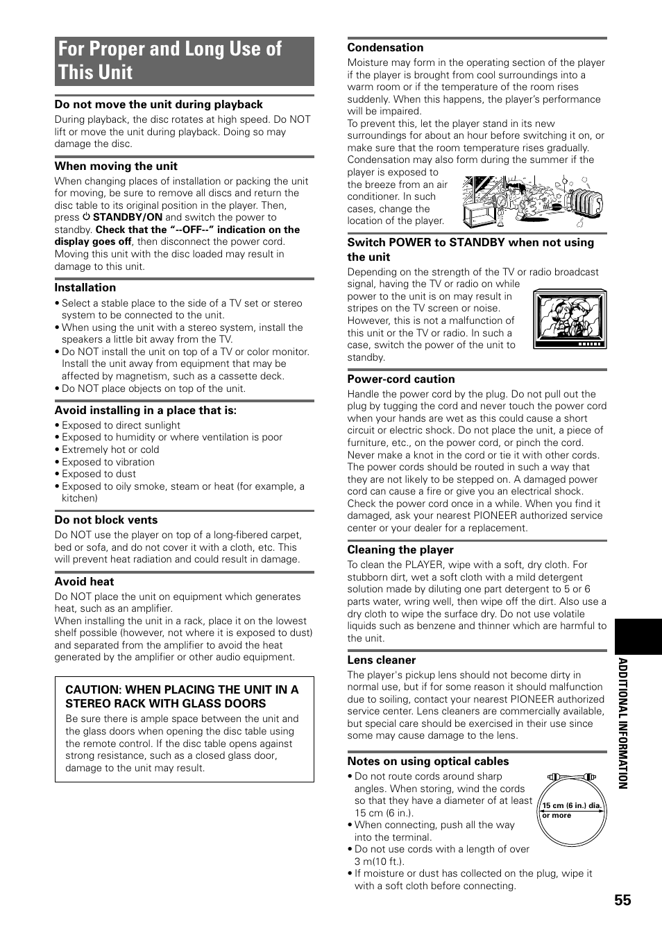 For proper and long use of this unit | Pioneer DV-C603 User Manual | Page 55 / 64