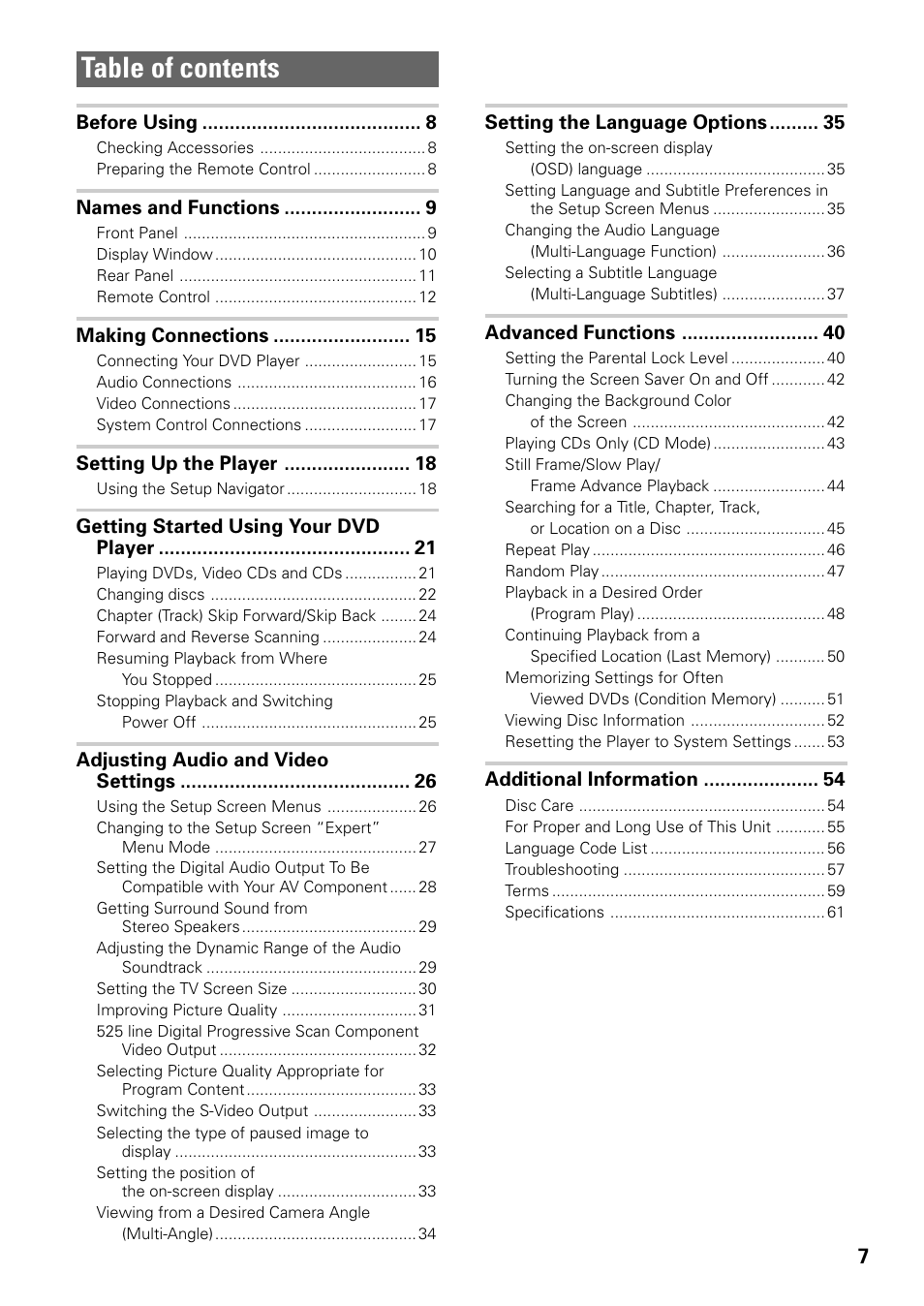 Pioneer DV-C603 User Manual | Page 7 / 64