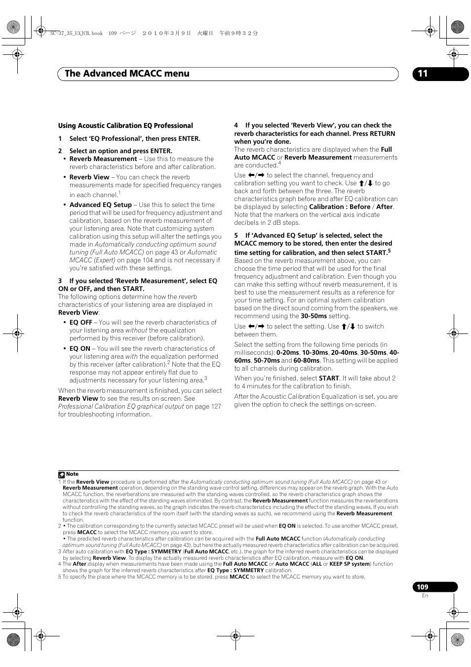 The advanced mcacc menu 11 | Pioneer Elite SC-35 User Manual | Page 109 / 148