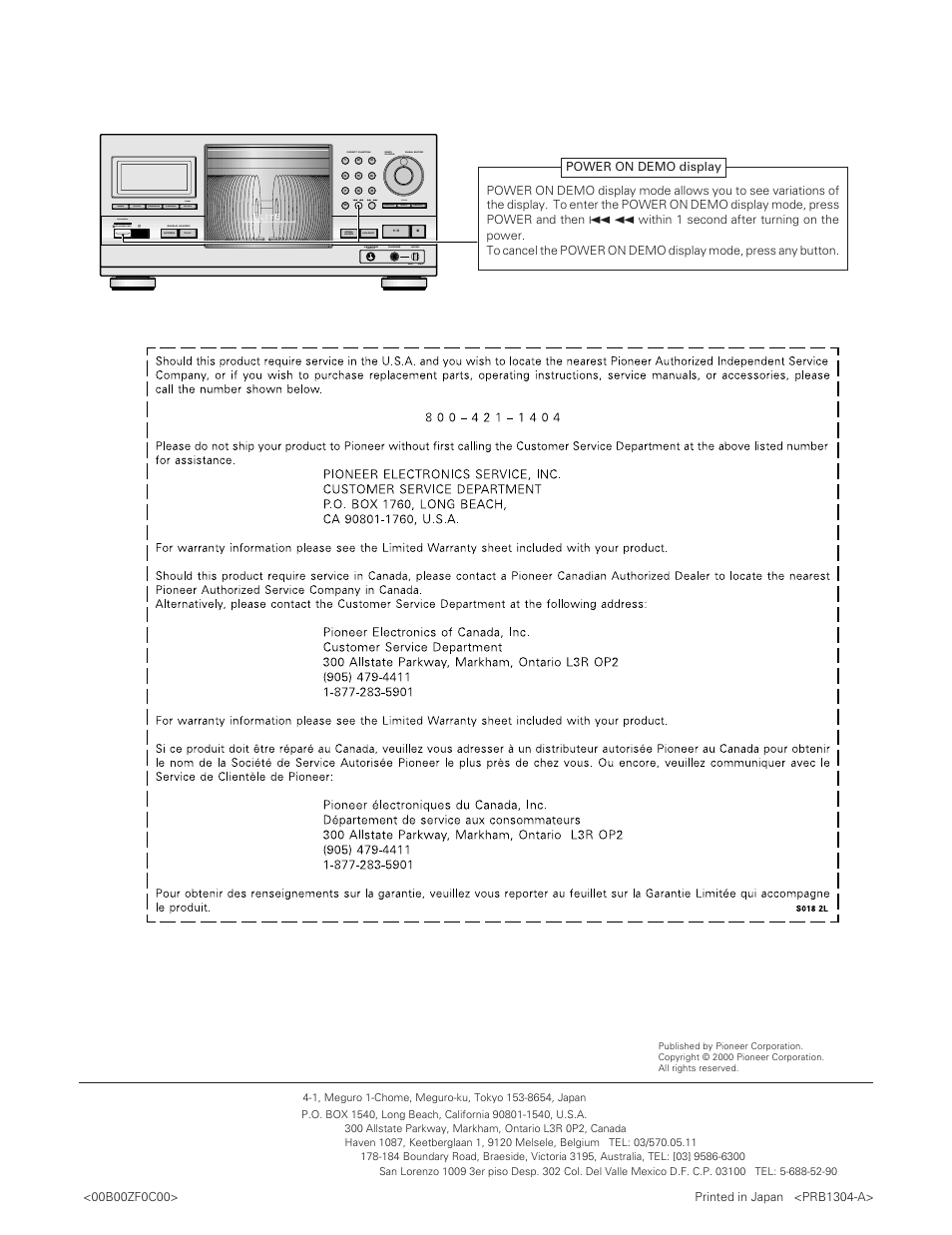 Pioneer corporation, Mode disc/ chara direct custom push enter, Clear program random chara time | Title search input display, Phones level min max keybord input | Pioneer PD-F19PD-F27 User Manual | Page 28 / 28