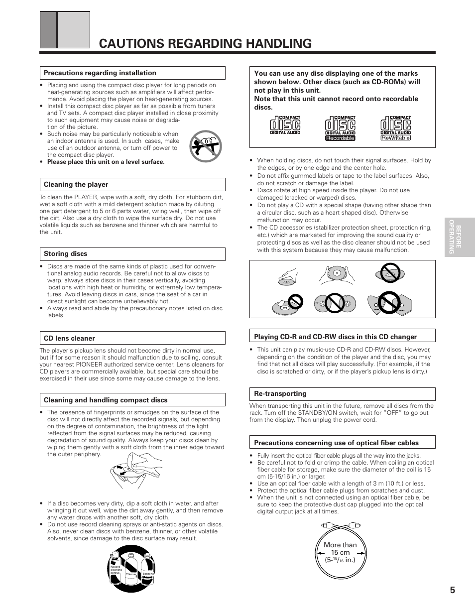 Cautions regarding handling | Pioneer PD-F19PD-F27 User Manual | Page 5 / 28