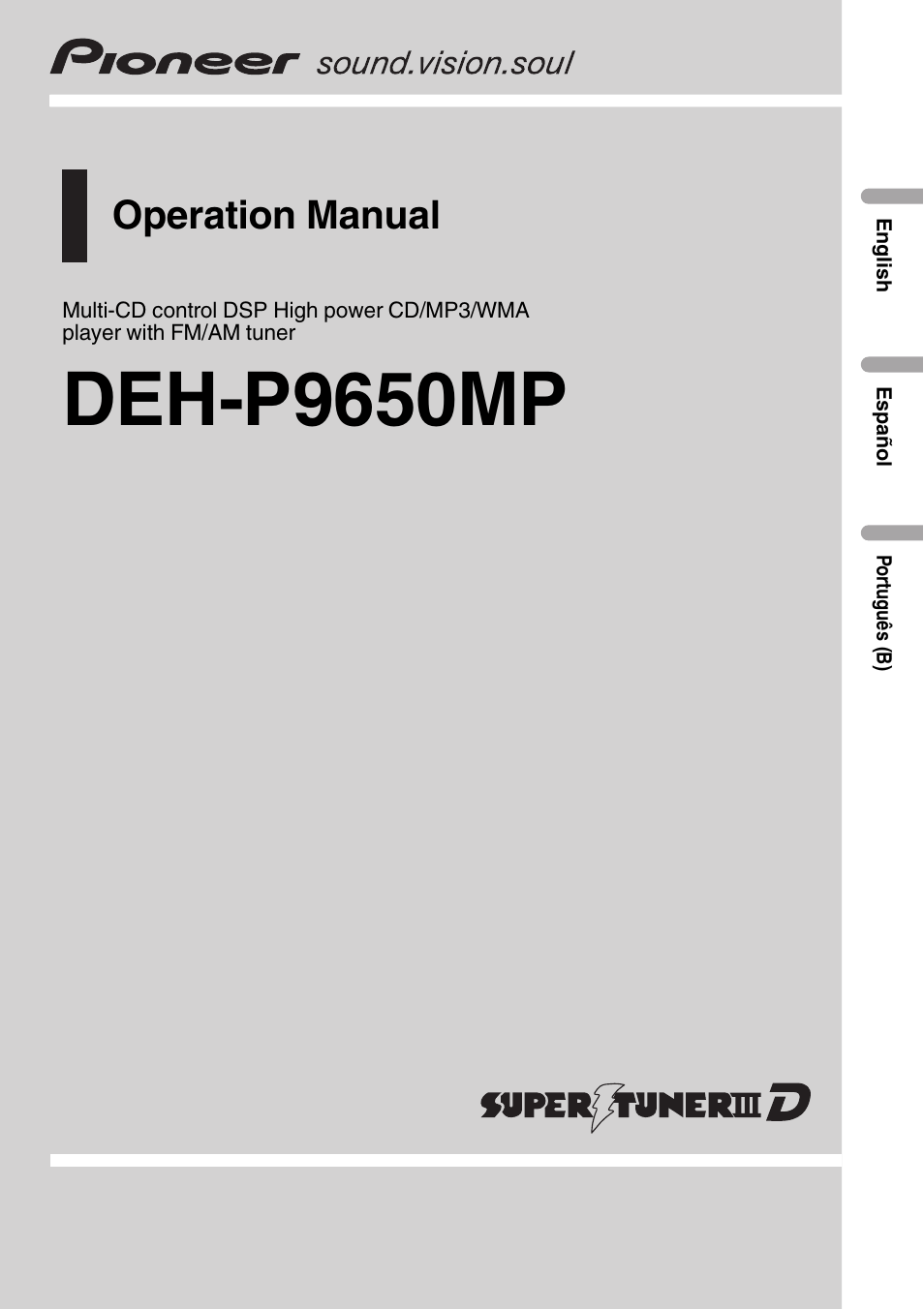 Pioneer DEH-P9650MP User Manual | 221 pages