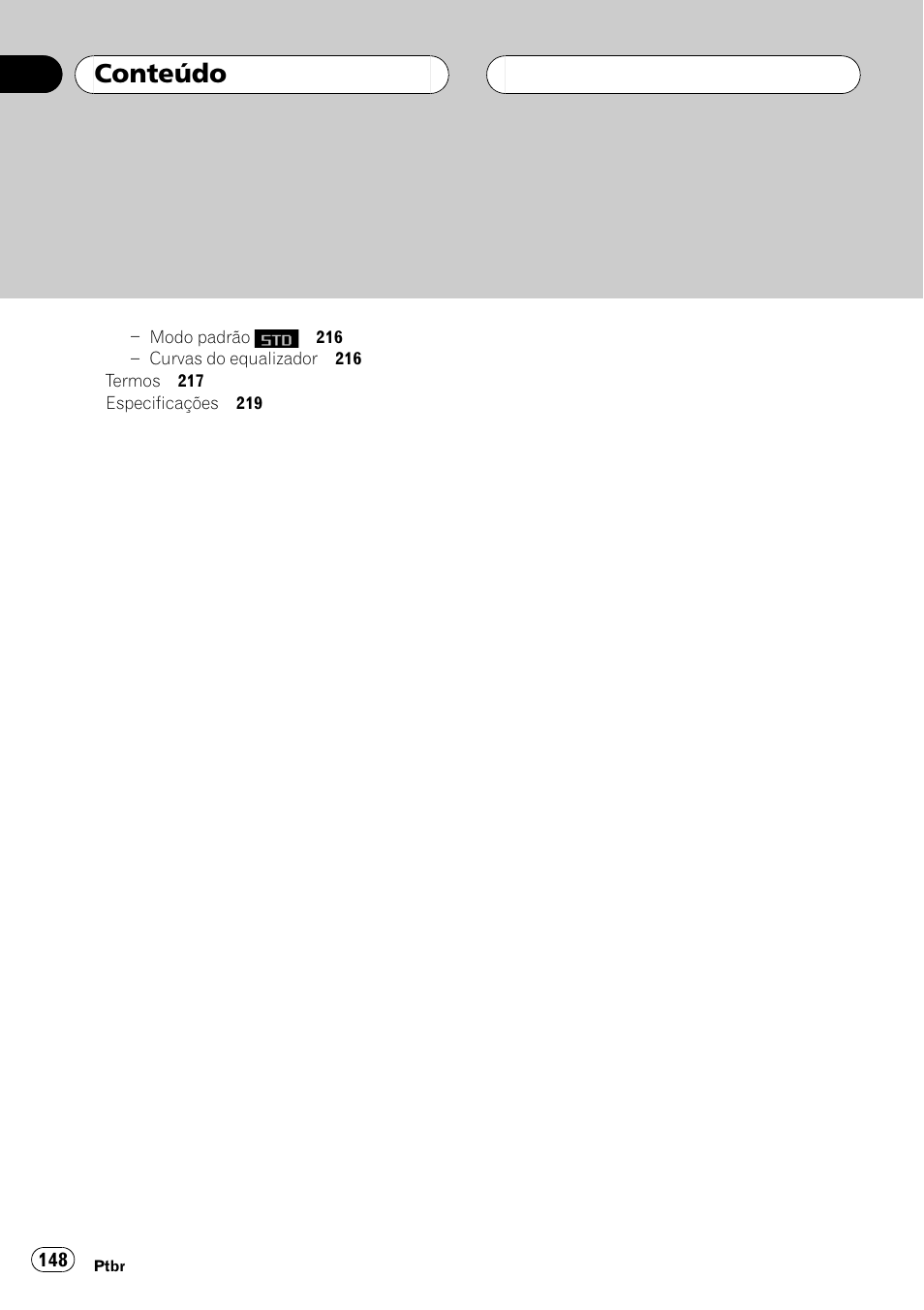 Conteúdo | Pioneer DEH-P9650MP User Manual | Page 148 / 221