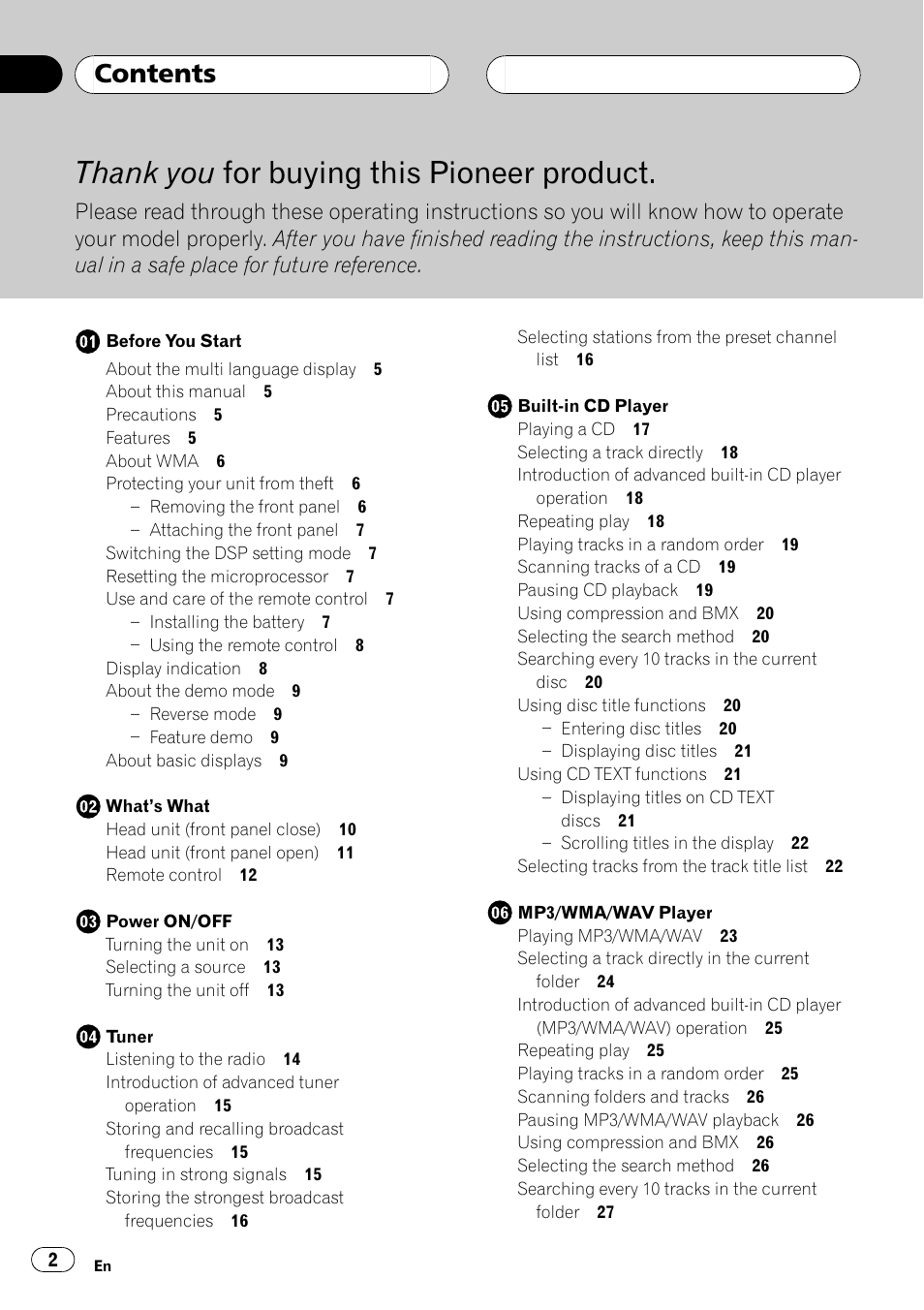 Pioneer DEH-P9650MP User Manual | Page 2 / 221